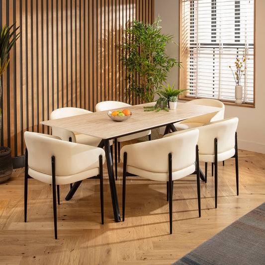 Caleb Ceramic Dining Set - 6 Seater - Cream Loki