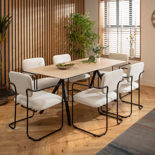 Caleb Ceramic Dining Set - 6 Seater - Cream Sasha