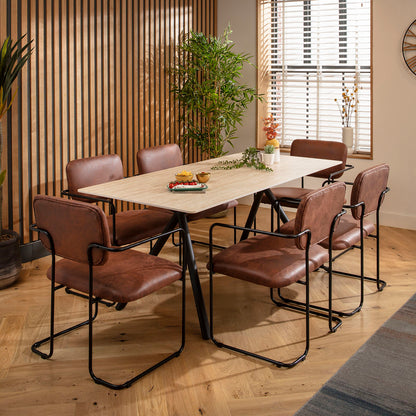 Sasha Faux Leather Carver Dining Chair Antique Brown