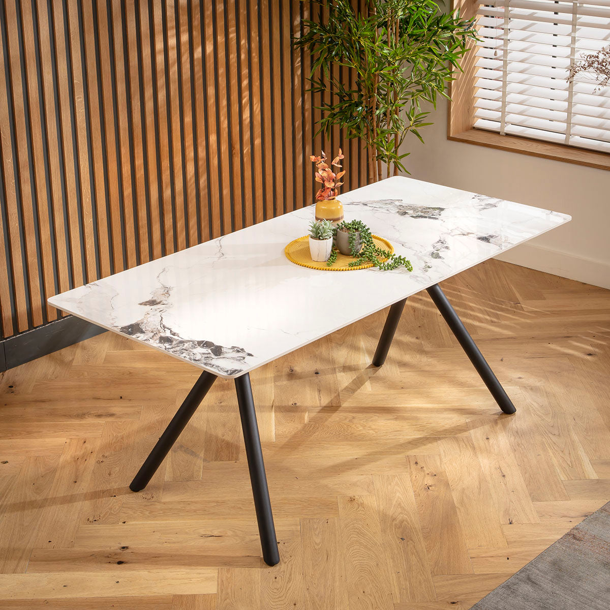 Caleb 6 Seater Ceramic Dining Table 180x85cm White