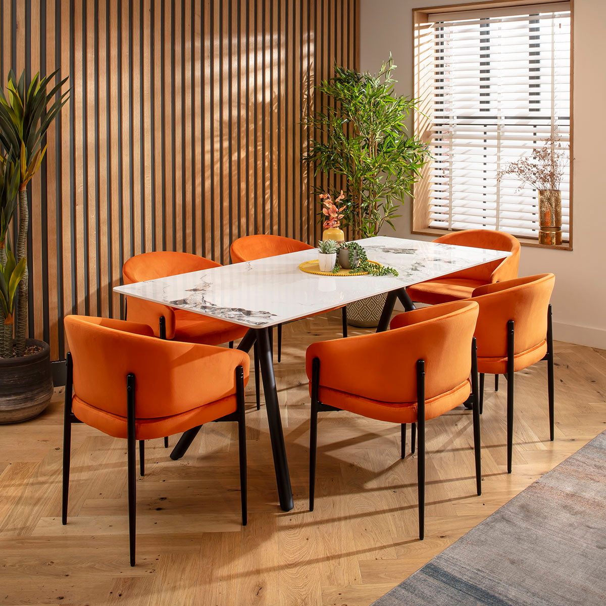 Caleb Ceramic Dining Set - 6 Seater - Burnt Orange