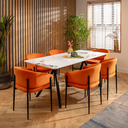 Caleb Ceramic Dining Set - 6 Seater - Burnt Orange