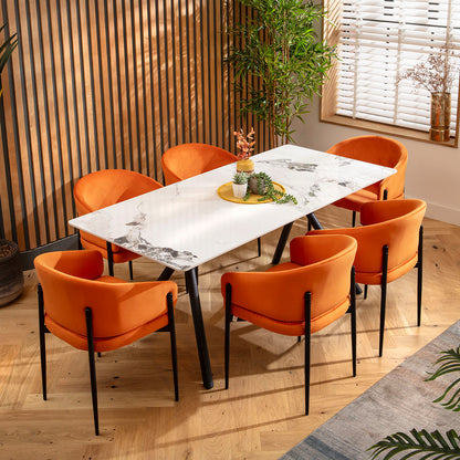 Caleb Ceramic Dining Set - 6 Seater - Burnt Orange