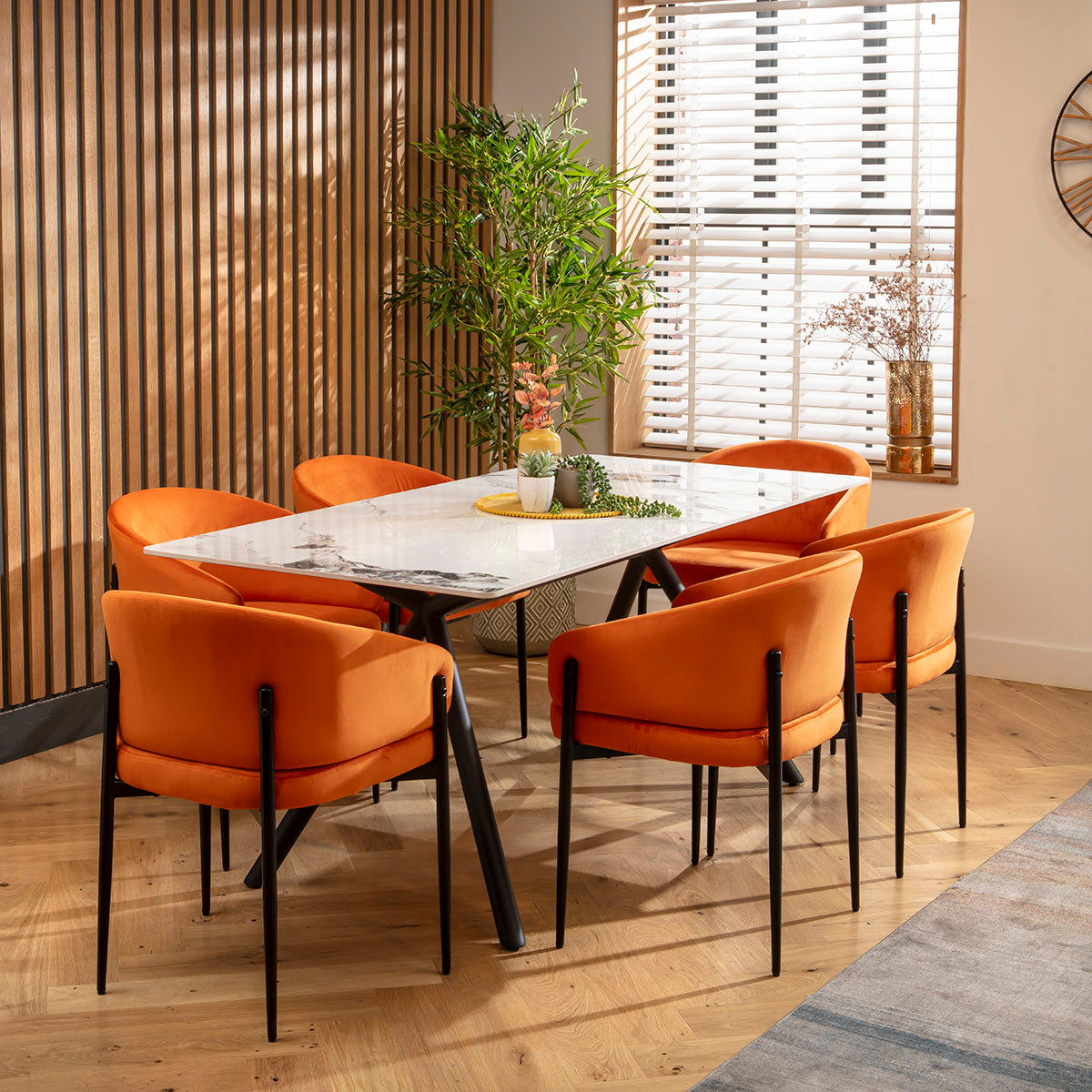 Caleb Ceramic Dining Set - 6 Seater - Burnt Orange