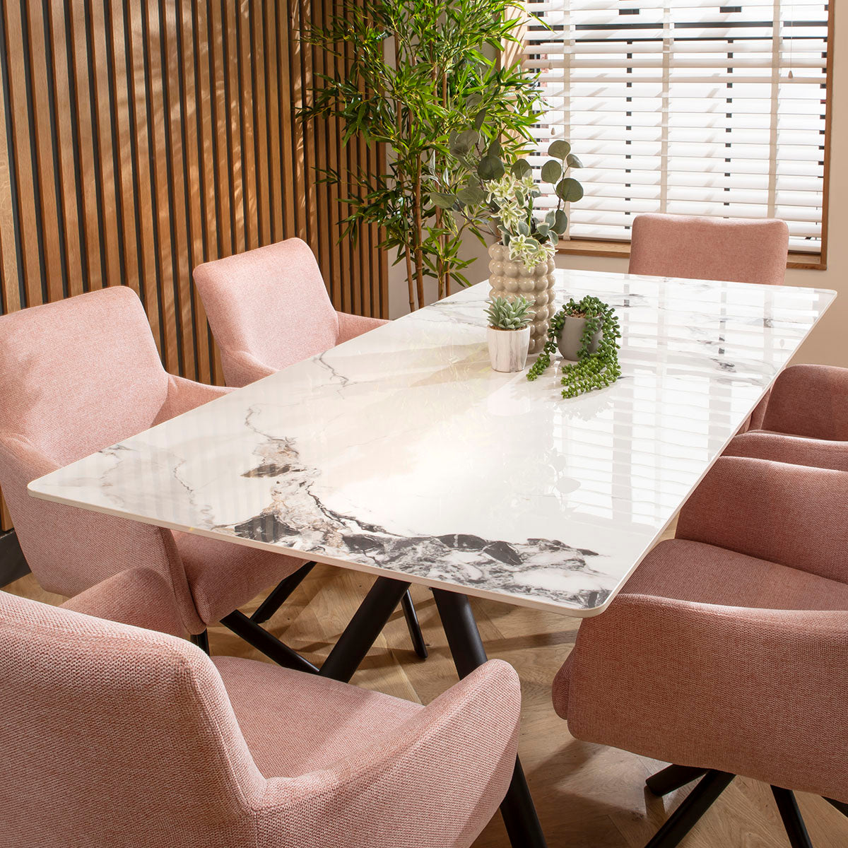 Caleb Ceramic Dining Set - 6 Seater - Pink Luna