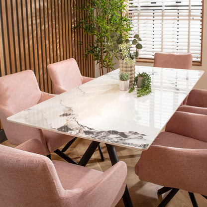 Caleb Ceramic Dining Set - 6 Seater - Pink Luna