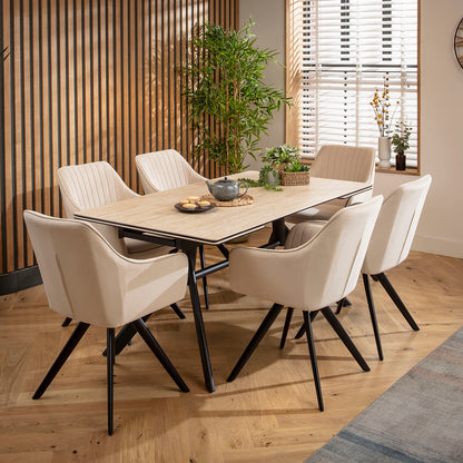 Carter Ceramic Extending Dining Set - 6 Seater - Mink