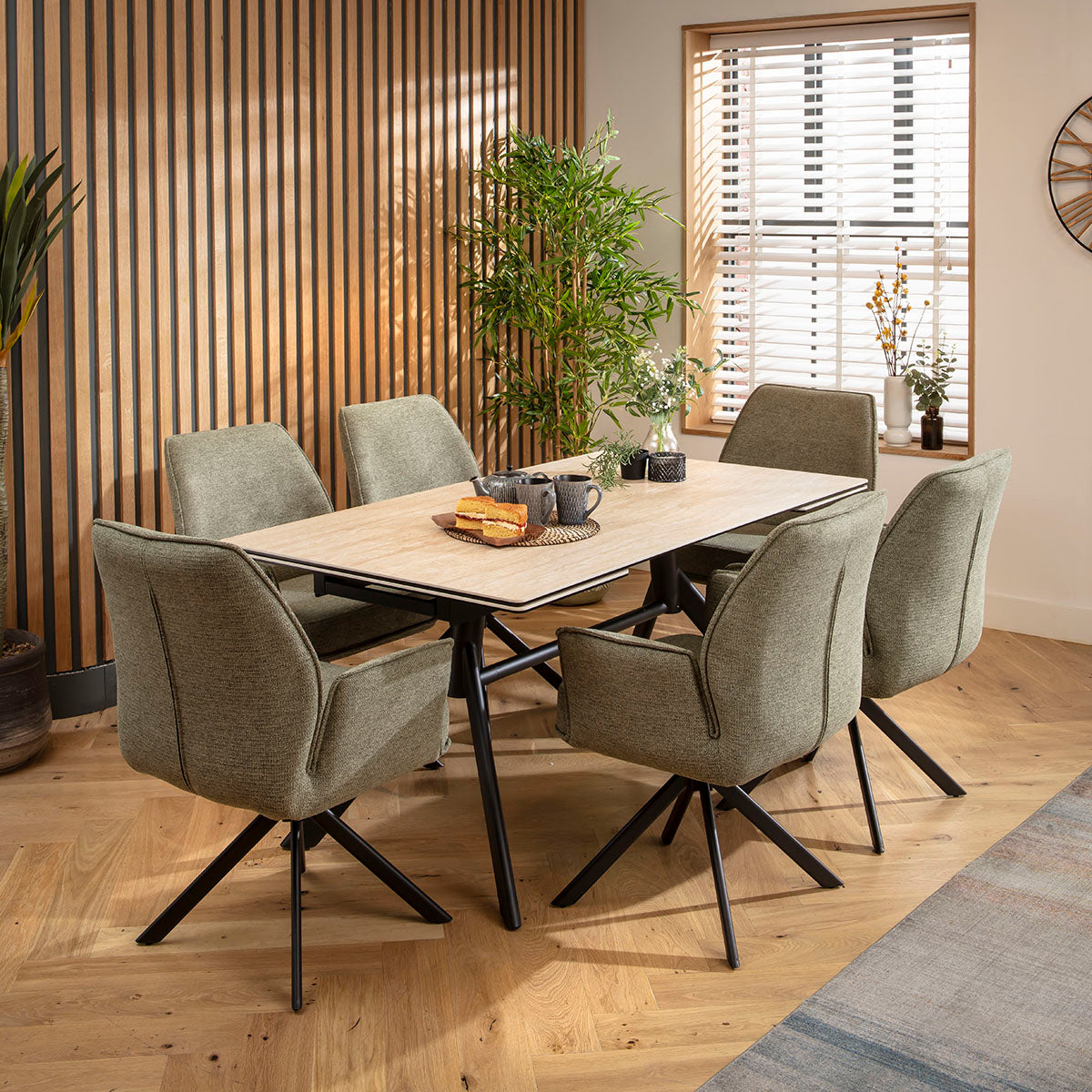 Nina Swivel Carver Dining Chairs Green