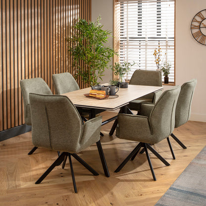 Nina Swivel Carver Dining Chairs Green
