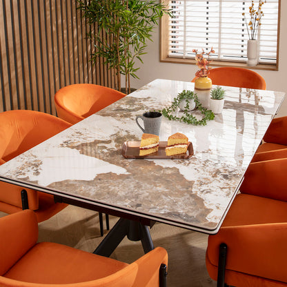 Carter Ceramic Extending Dining Set - 6 Seater - Orange