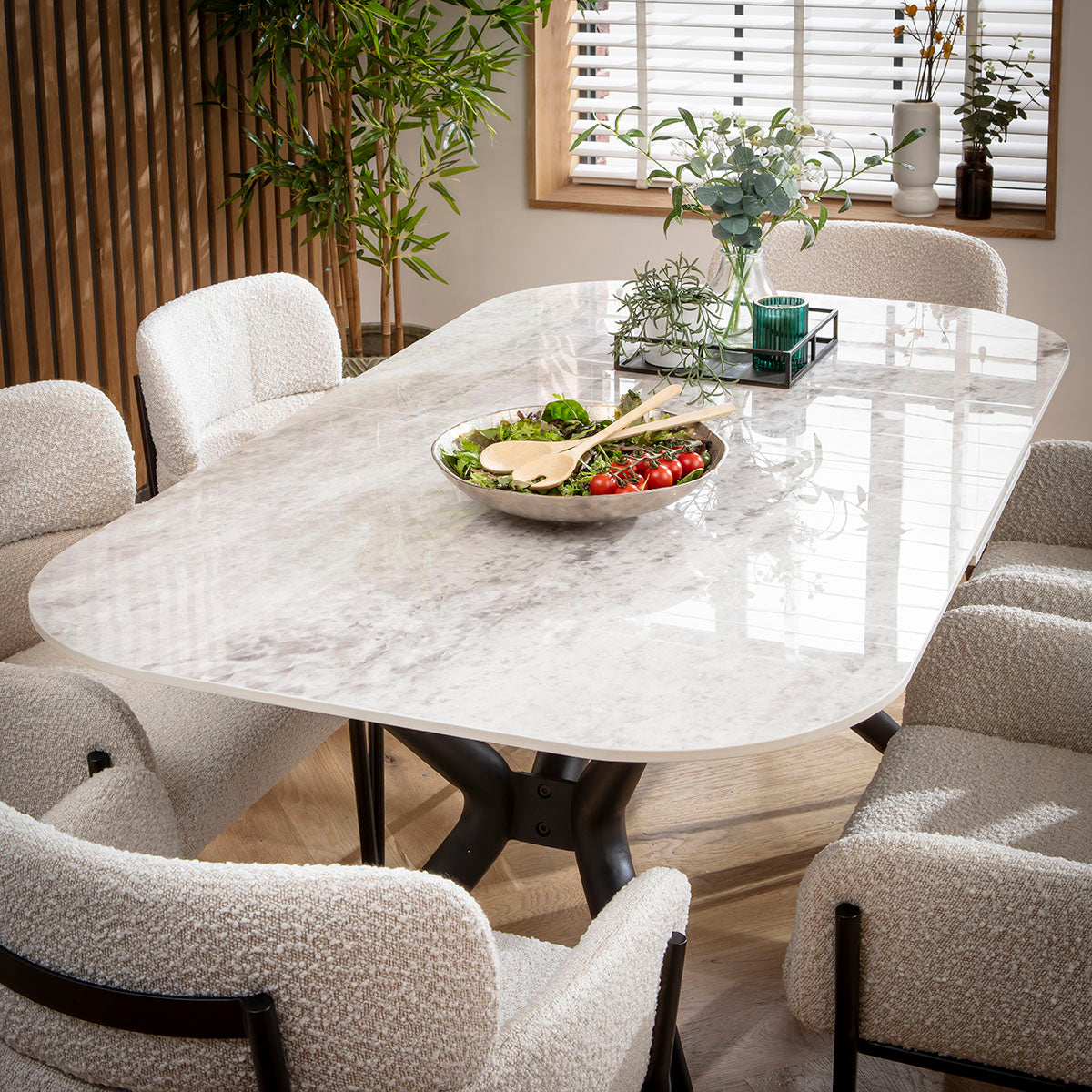 Conor Ceramic Extending Dining Set - 6 Seater - Cream