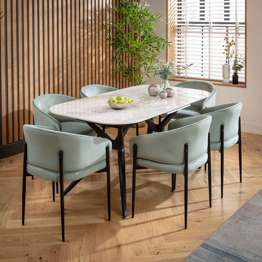 Conor Ceramic Extending Dining Set - 6 Seater - Green