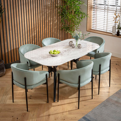 Conor Ceramic Extending Dining Set - 6 Seater - Green