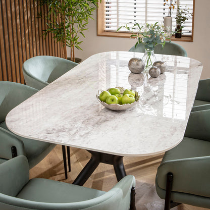 Conor Ceramic Extending Dining Set - 6 Seater - Green