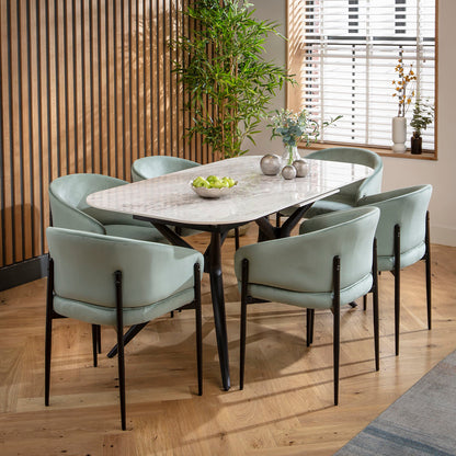 Conor Ceramic Extending Dining Set - 6 Seater - Green