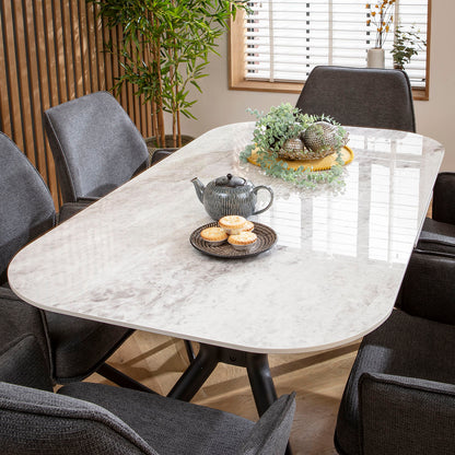 Conor Ceramic Extending Dining Set - 6 Seater - Charcoal