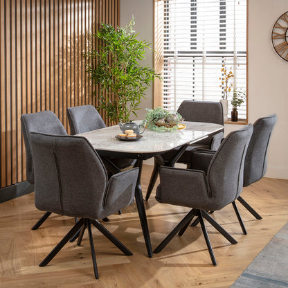 Conor Ceramic Extending Dining Set - 6 Seater - Charcoal