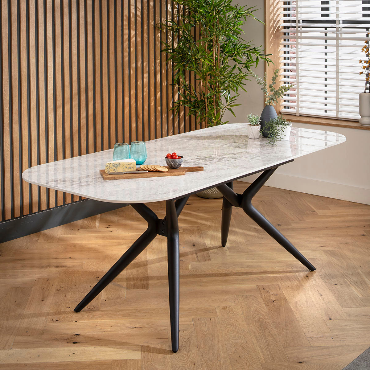 Conor Ceramic Extending Dining Set - 6 Seater - Cream