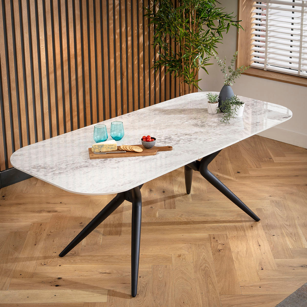 Conor Ceramic Extending Dining Set - 6 Seater - Cream