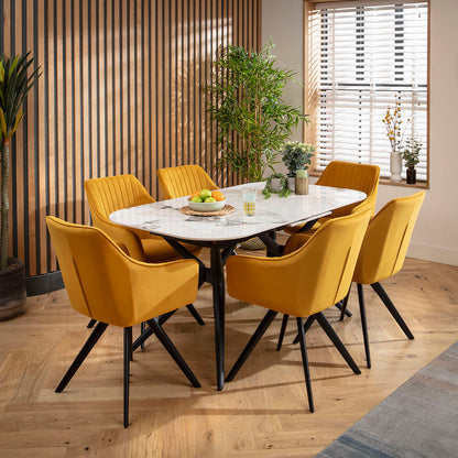 Conor Ceramic Extending Dining Set - 6 Seater - Mustard