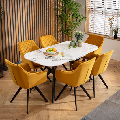 Conor Ceramic Extending Dining Set - 6 Seater - Mustard