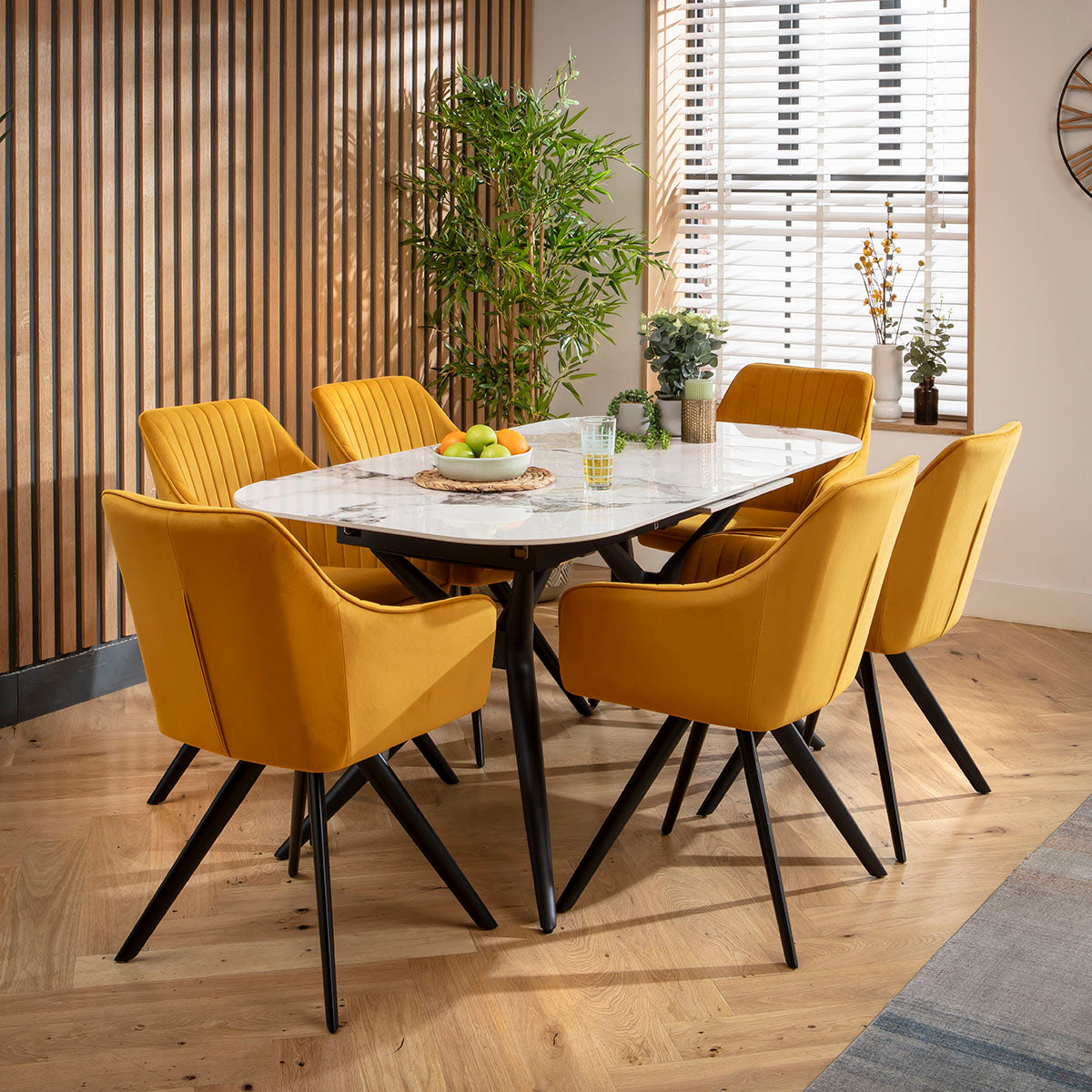 Conor Ceramic Extending Dining Set - 6 Seater - Mustard