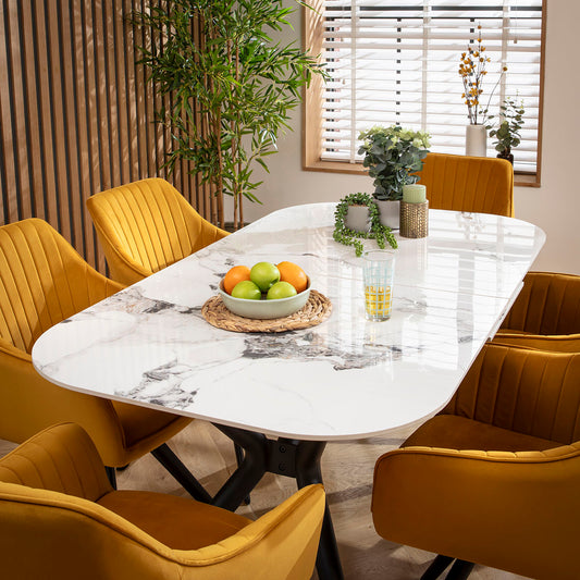 Conor Ceramic Extending Dining Set - 6 Seater - Mustard