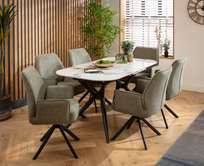 Nina Swivel Carver Dining Chairs Green