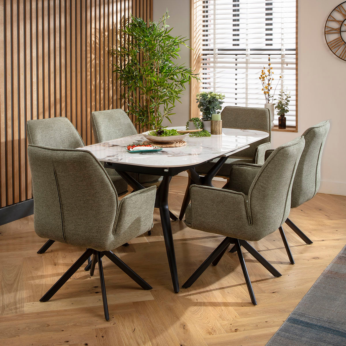 Nina Swivel Carver Dining Chairs Green