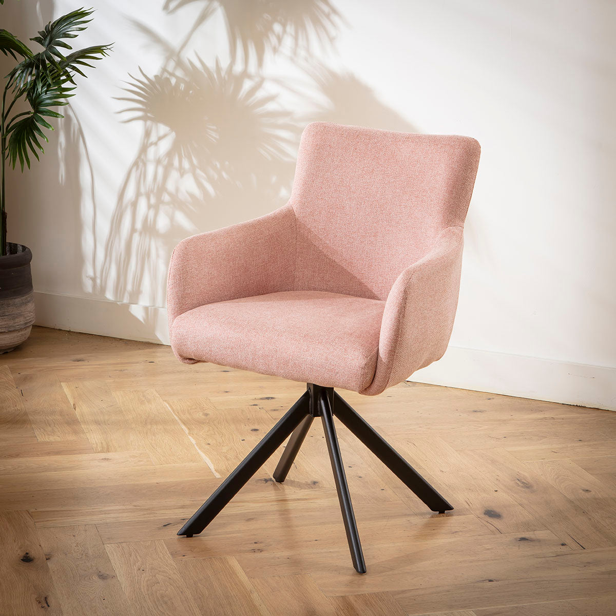 Luna Swivel Carver Dining Chairs Pink