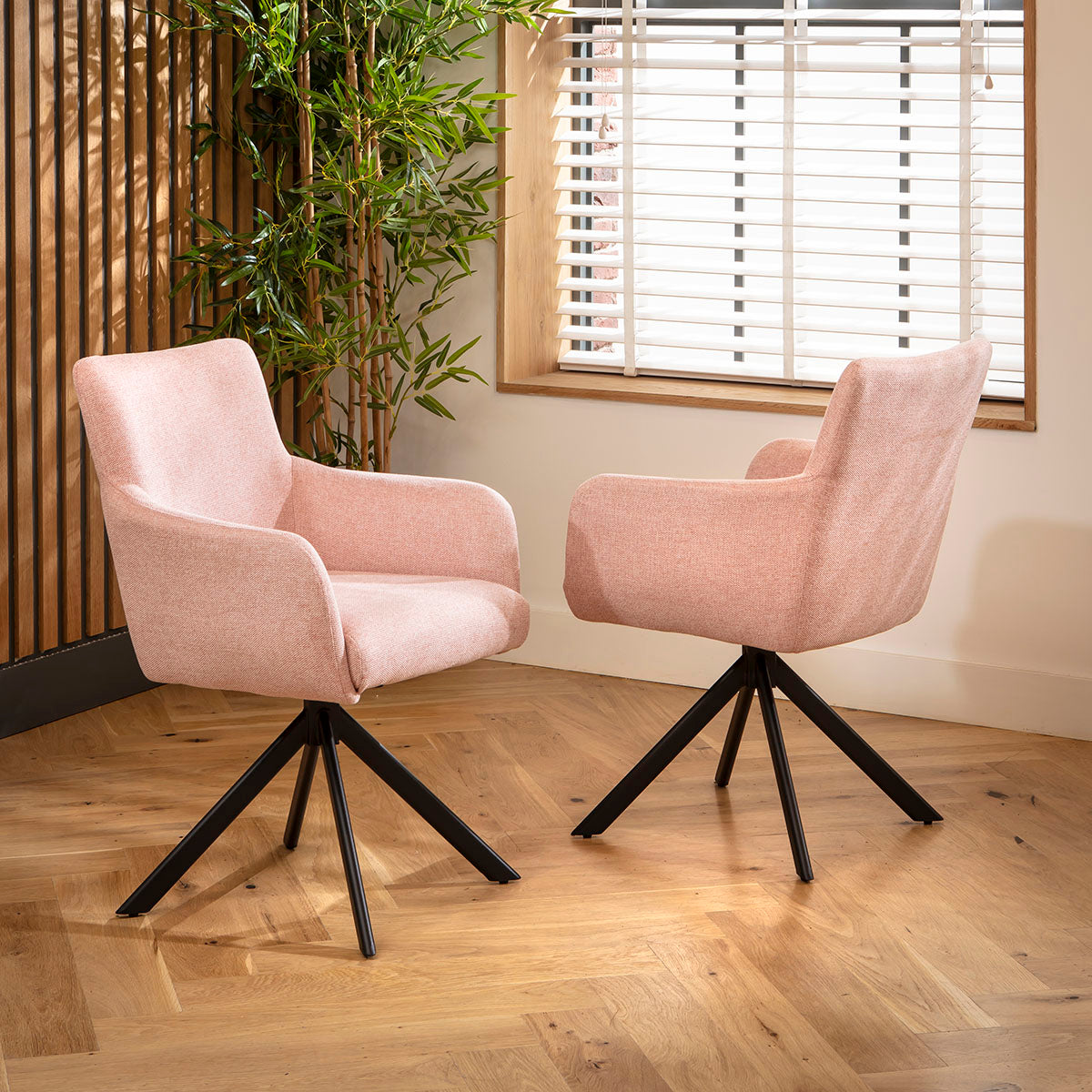 Luna Swivel Carver Dining Chairs Pink