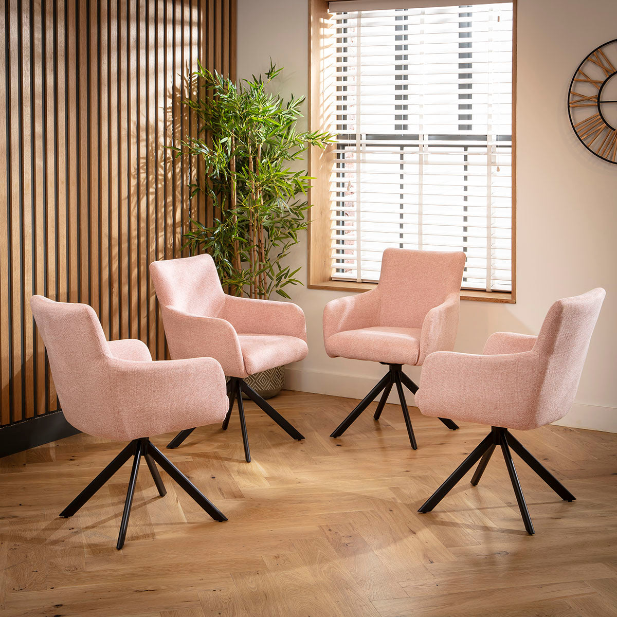 Luna Swivel Carver Dining Chairs Pink