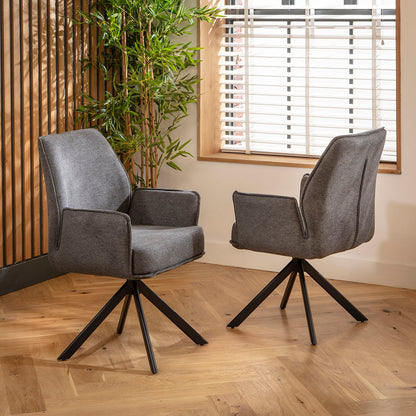 Conor Ceramic Extending Dining Set - 6 Seater - Charcoal