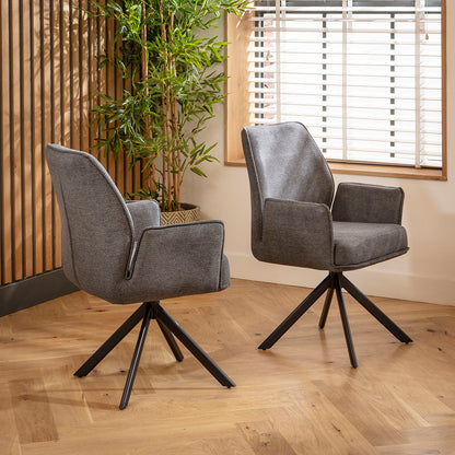 Conor Ceramic Extending Dining Set - 6 Seater - Charcoal