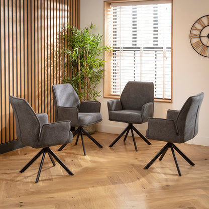 Conor Ceramic Extending Dining Set - 6 Seater - Charcoal