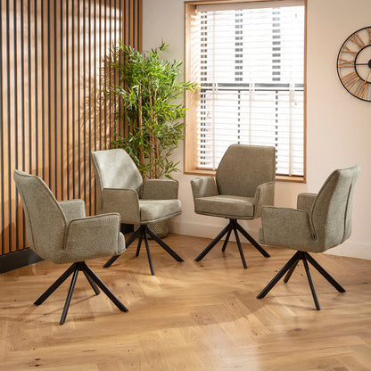 Conor Ceramic Extending Dining Set - 6 Seater - Green Nina