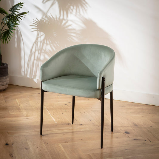 Loki Velvet Carver Dining Chair Green