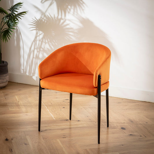 Loki Velvet Carver Dining Chair Burnt Orange