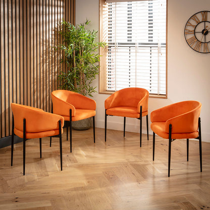 Caleb Ceramic Dining Set - 6 Seater - Burnt Orange